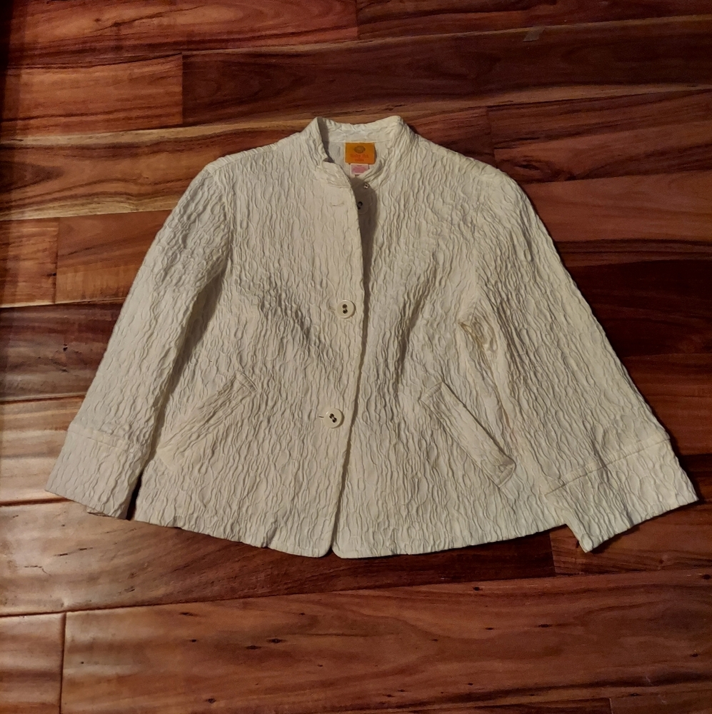 Ruby Rd. White Textured Blazer|12p|